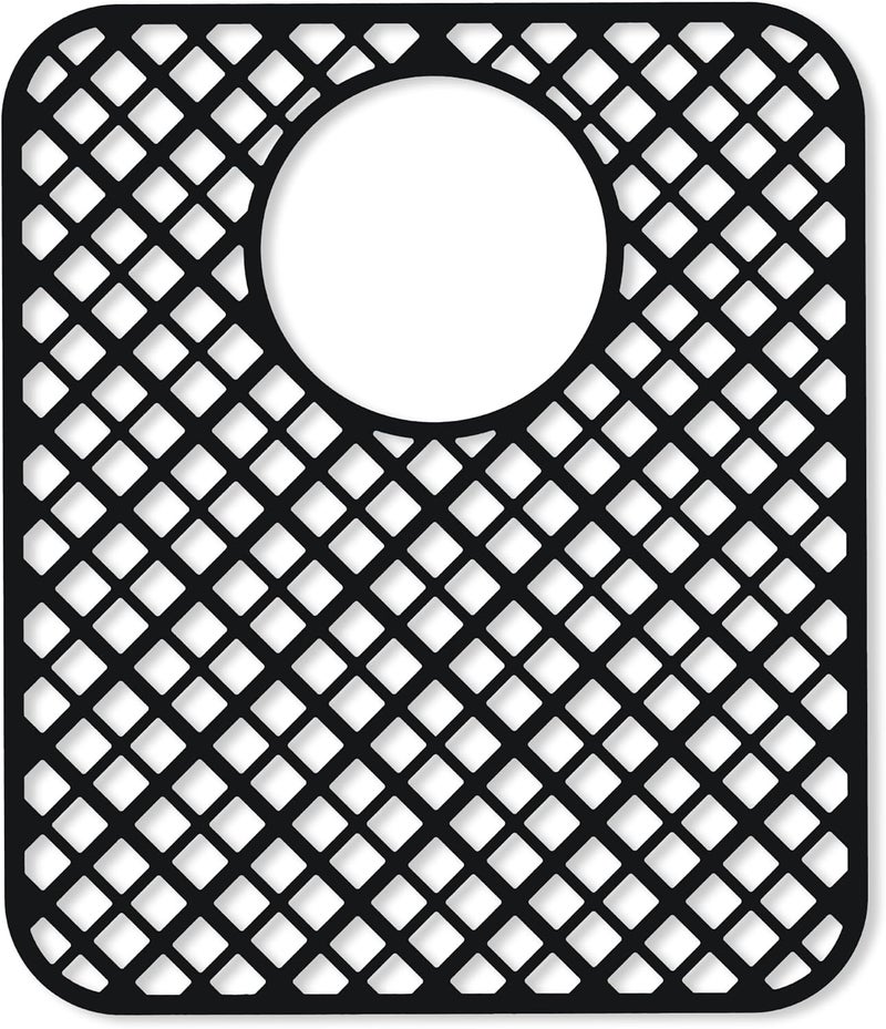 BEHOK Store 2 Pack Silicone Sink Protectors for Kitchen Sink, Lozenge Pattern 13 x 11 Inches Sink Mat, Non-Slip and Durable Sink Protector Silicone, Rear Drain, Black - Image 1
